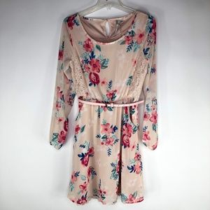 LC Lauren Conrad Long Sleeve Lace Trim Dress NWT